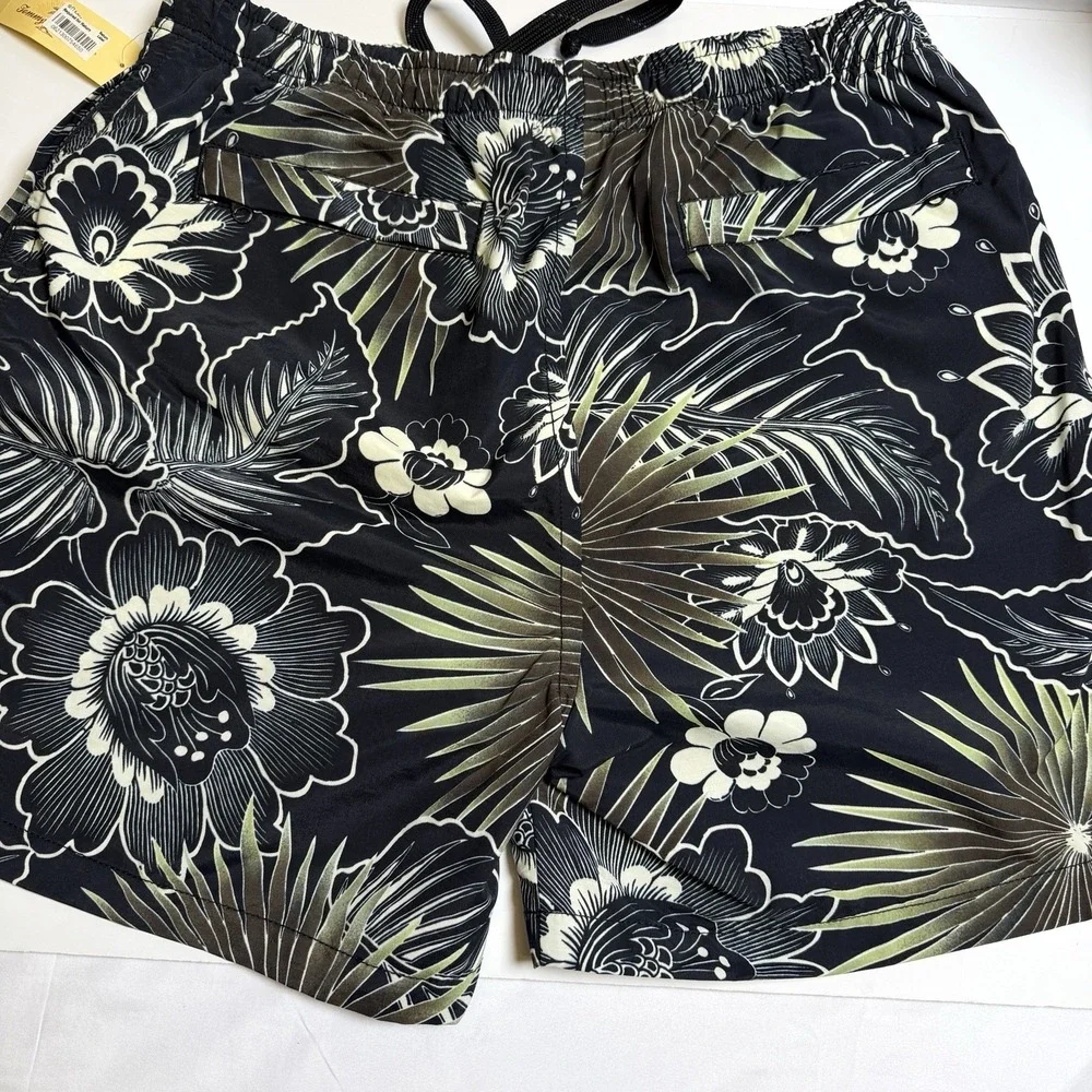 Tommy Bahama Men's Swim Trunks Size M Black Floral Hawaiian Board Shorts NWT‎